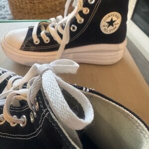 Women’s Converse Black and White High-Tops Platform Sneakers with Box